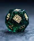URWizards D&D Blast Emerald Glass Engraved Dice Set Pixel Art RPG - Urwizards