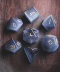 URWizards Dnd Grey Cat's Eye Engraved Dice Set Moon Style - Urwizards