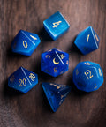 URWizards Dnd Blue Cat's Eye Engraved Dice Set Moon Style - Urwizards