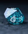 URWizards D&D Ice Glitter Resin Engraved Dice Set Pixel Art RPG - Urwizards