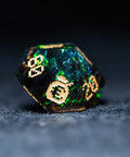 URWizards D&D Dark Glitter Resin Engraved Dice Set Pixel Art RPG - Urwizards