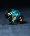 URWizards D&D Dark Glitter Resin Engraved Dice Set Pixel Art RPG - Urwizards
