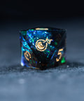 URWizards D&D Dark Glitter Resin Engraved Dice Set Pixel Art RPG - Urwizards