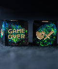 URWizards D&D Dark Glitter Resin Engraved Dice Set Pixel Art RPG - Urwizards