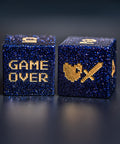 URWizards D&D Blue Sandstone Engraved Dice Set Pixel Art RPG - Urwizards