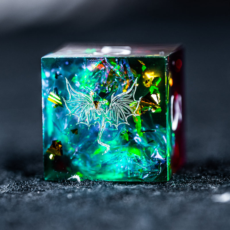 URWizards D&D Toxic Resin Engraved Dice Set Dragon Style - Urwizards