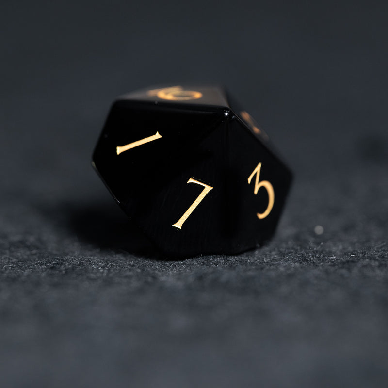 URWizards D&D Obsidian Engraved Dice Set Dragon Style - Urwizards