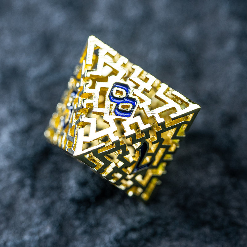 URWizards D&D Hollowed Metal Engraved Dice Set Alchemy Core Gold - Urwizards