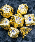 URWizards D&D Hollowed Metal Engraved Dice Set Alchemy Core Gold - Urwizards