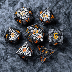 URWizards D&D Hollowed Metal Engraved Dice Set Alchemy Core Black - Urwizards