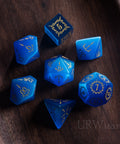 URWizards Dnd Blue Cat's Eye Gemstone Engraved Dice Set Dagger Rogue Style - Urwizards