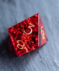 URWizards D&D Blast Red Glass Engraved Dice Set Dragon Style - Urwizards