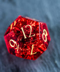 URWizards D&D Blast Red Glass Engraved Dice Set Dragon Style - Urwizards