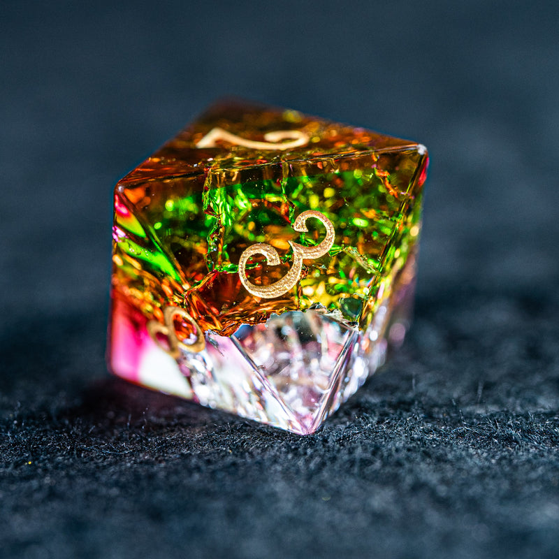 URWizards D&D Blast Watermelon Glass Engraved Dice Set - Urwizards