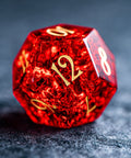 URWizards D&D Blast Red Glass Engraved Dice Set - Urwizards