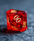 URWizards D&D Blast Red Glass Engraved Dice Set - Urwizards