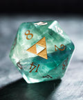 URWizards Dnd Green Fluorite Engraved Dice Set Zelda Triforce Triangle - Urwizards