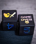 URWizards Obsidian Raised Plating Number Dice Set Pixel Art RPG - Urwizards