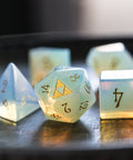 URWizards Dnd Opalite Engraved Dice Set Zelda Triforce Triangle - Urwizards