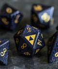 URWizards Dnd Blue Sandstone Engraved Dice Set Zelda Triforce Triangle - Urwizards