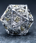URWizards D&D Hollowed Metal Dice Set Dragon Silver - Urwizards