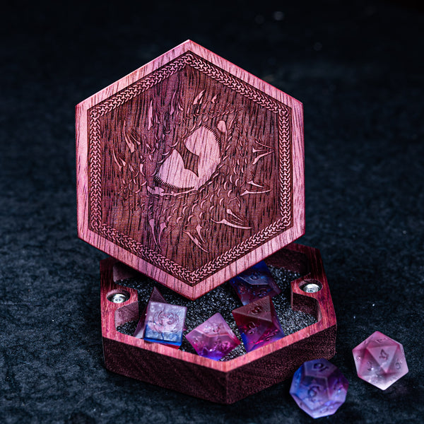 URWizards Engraved Purple Heart D&D Dice Box Dragon's Eye - Urwizards