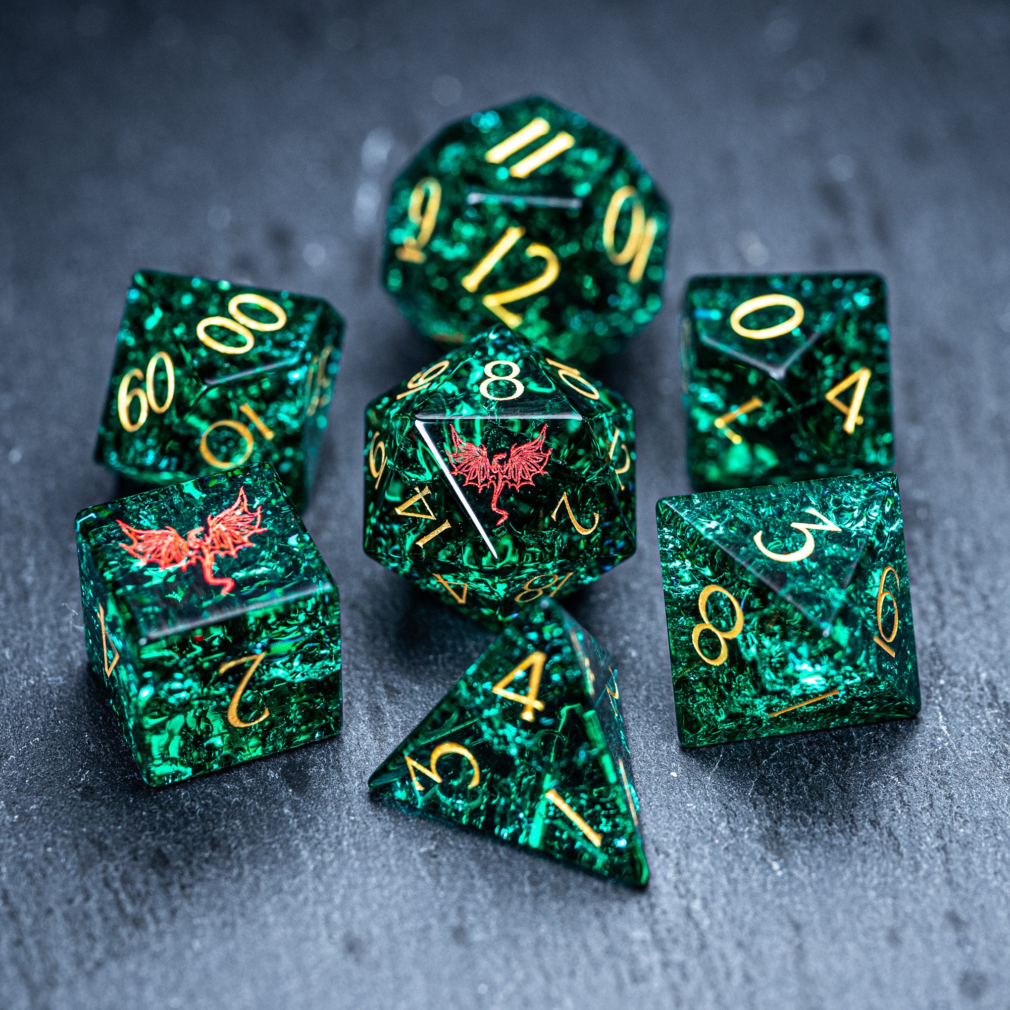 Real emerald clearance dice set