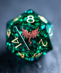 URWizards D&D Blast Emerald Glass Engraved Dice Set Dragon Style - Urwizards