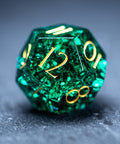 URWizards D&D Blast Emerald Glass Engraved Dice Set Dragon Style - Urwizards