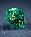 URWizards D&D Blast Emerald Glass Engraved Dice Set Dragon Style - Urwizards