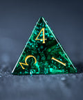 URWizards D&D Blast Emerald Glass Engraved Dice Set Dragon Style - Urwizards
