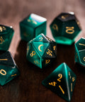 URWizards Dnd Green Cat's Eye Engraved Dice Set Moon Style - Urwizards