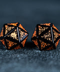 URWizards D&D Obsidian Engraved Dice Set Halloween Style Orange Ink - Urwizards
