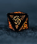 URWizards D&D Obsidian Engraved Dice Set Halloween Style Orange Ink - Urwizards