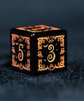 URWizards D&D Obsidian Engraved Dice Set Halloween Style Orange Ink - Urwizards