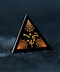 URWizards D&D Obsidian Engraved Dice Set Halloween Style Orange Ink - Urwizards