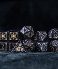 URWizards D&D Blue Sandstone Engraved Dice Set Lunar Eclipse - Urwizards