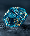 URWizards D&D Blast Blue Glass Engraved Dice Set Lunar Eclipse - Urwizards