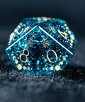 URWizards D&D Blast Blue Glass Engraved Dice Set Lunar Eclipse - Urwizards