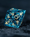 URWizards D&D Blast Blue Glass Engraved Dice Set Lunar Eclipse - Urwizards