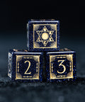 URWizards D&D Blue Sandstone Engraved Dice Set Lunar Eclipse - Urwizards