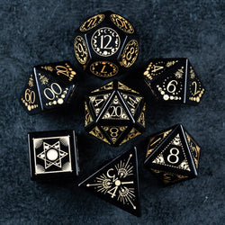 URWizards D&D Obsidian Engraved Dice Set Lunar Eclipse - Urwizards