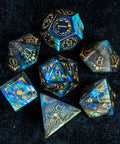 URWizards D&D Labradorite Engraved Dice Set Lunar Eclipse - Urwizards