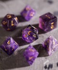 URWizards Dnd Amethyst Engraved Dice Set Moon Style - Urwizards