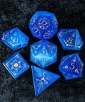 URWizards D&D Blue Cat's Eye Engraved Dice Set Lunar Eclipse - Urwizards