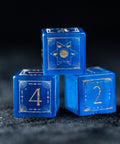 URWizards D&D Blue Cat's Eye Engraved Dice Set Lunar Eclipse - Urwizards