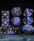 URWizards D&D Purple Cat's Eye Engraved Dice Set Lunar Eclipse - Urwizards