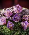 URWizards Dnd Amethyst Gemstone Engraved Dice Set Plant Vine Style - Urwizards