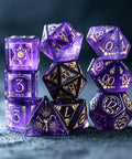 URWizards D&D Amethyst Engraved Dice Set Lunar Eclipse - Urwizards