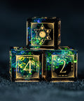 URWizards D&D Resin Dark Glitter Engraved Dice Set Lunar Eclipse - Urwizards